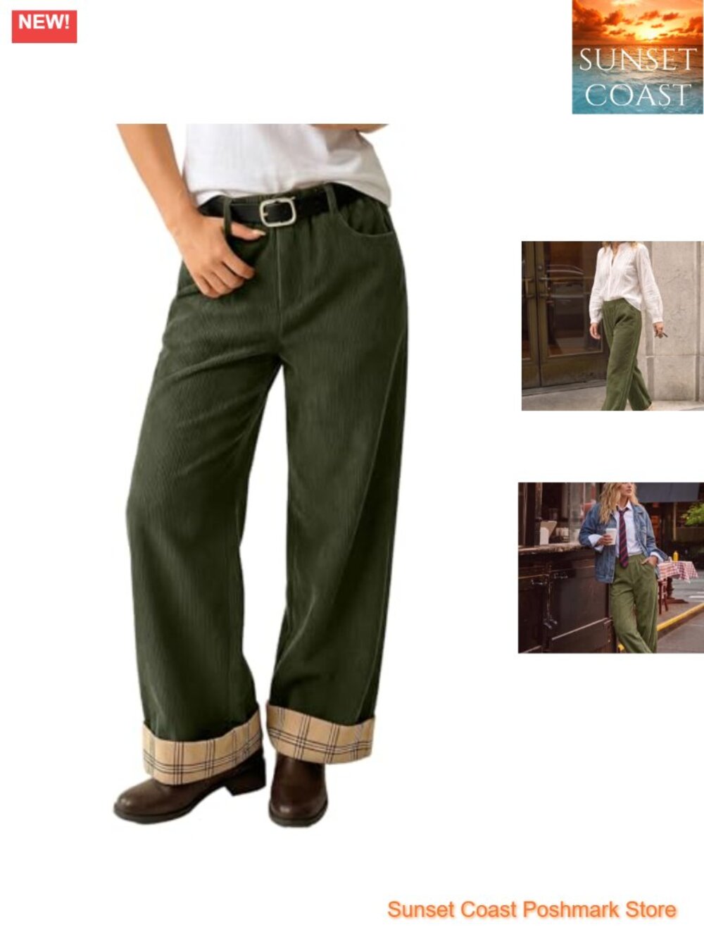 Wide Leg Corduroy Pants with Pockets High Rise Casual Palazzo